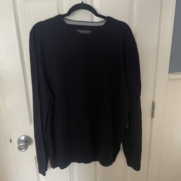 Christian Lacroix Sweater Adult XXL Black 100% Merino Wool Luxury Designer NEW - Picture 1 of 9